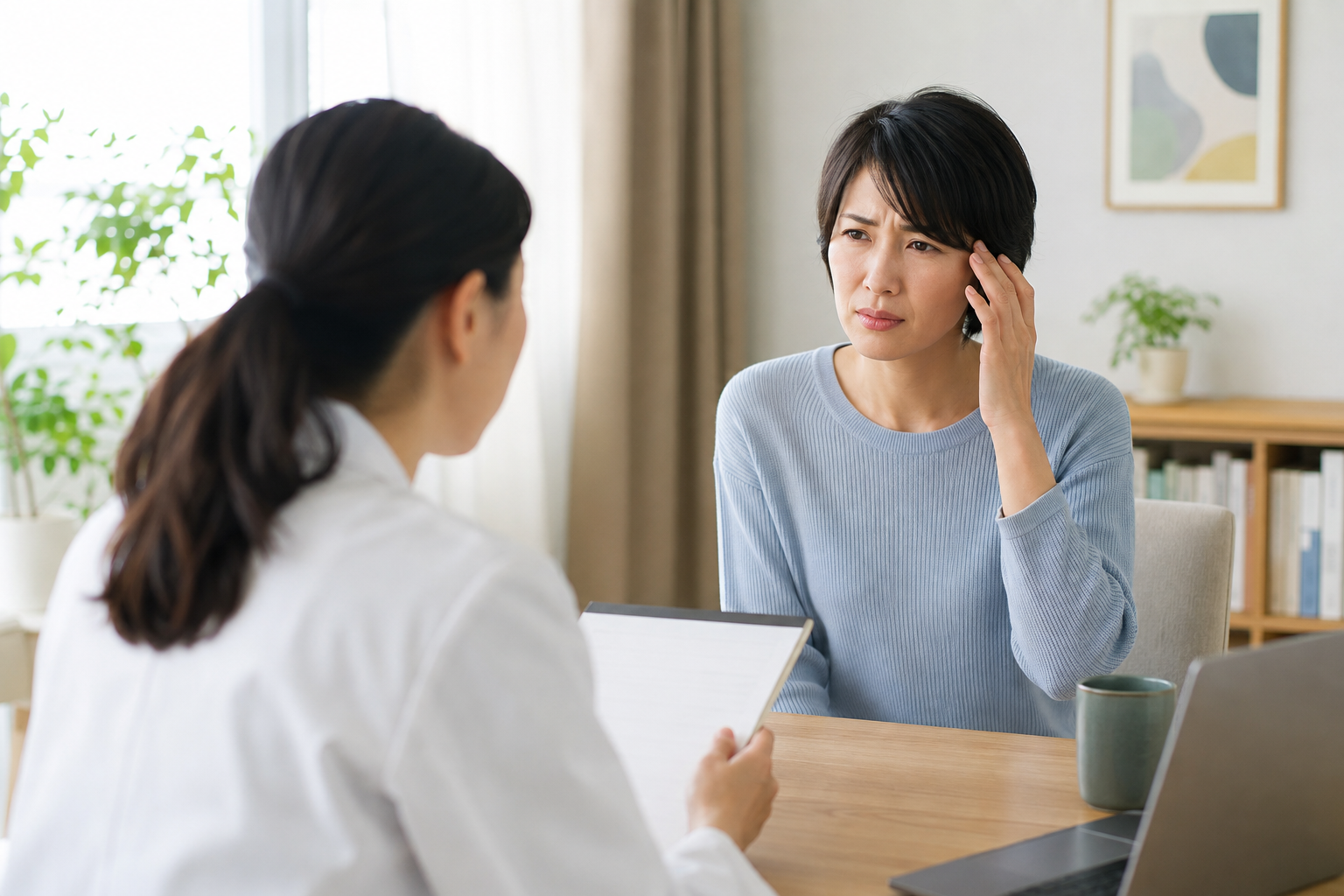 頭痛の症状を医療者へ相談する患者